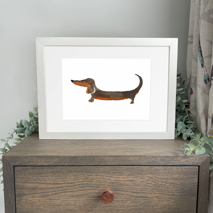 Happy Dachshund A4 Print (Landscape)